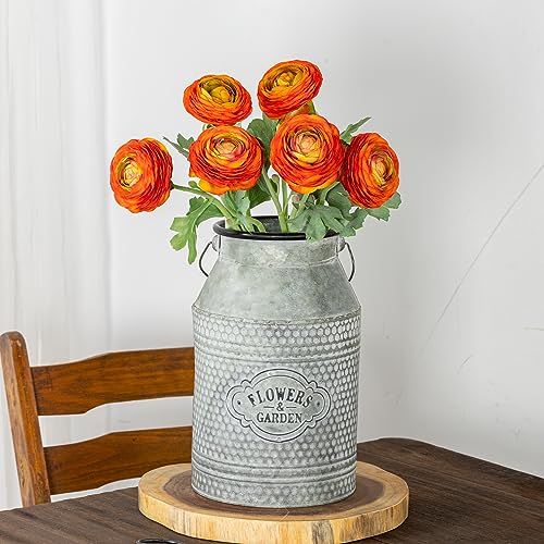 Artificial Ranunculus Flowers with Real Touch Stem (Orange / 6)