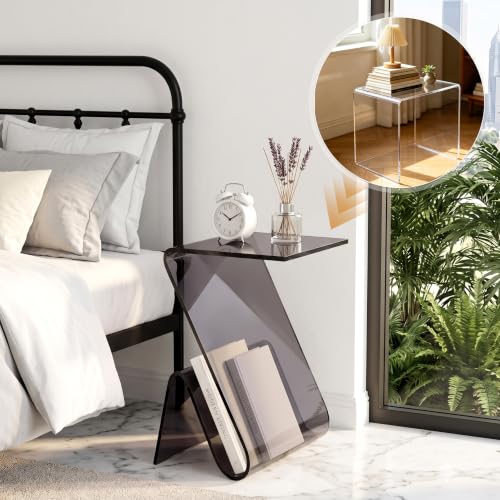 Acrylic Side Table (Dark Smoke)