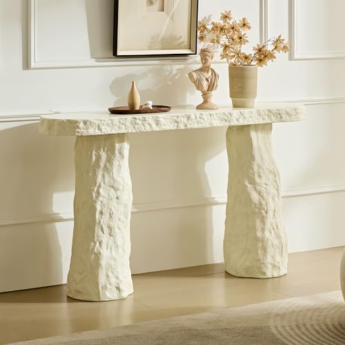 54" Rectangular Fiberglass Console Table with Matte Rocks Design (Beige / 54"(Rectangular))