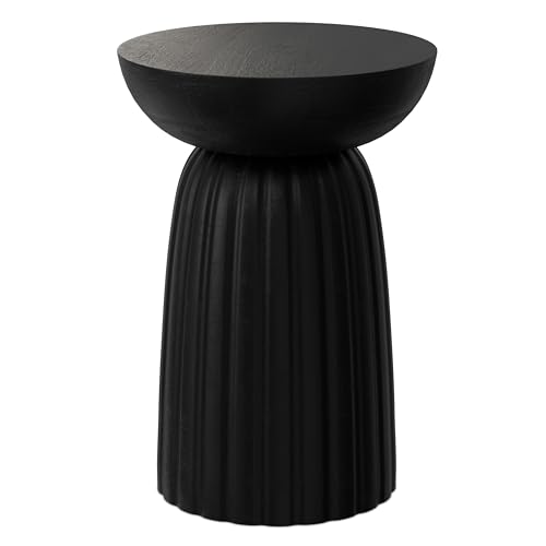 Boyd 13" Wide Solid Wood Round End Table in Black (Black / 13 inch)