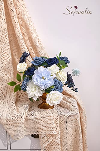 Artificial Flowers Dusty Blue Flowers for Wedding Home Decor (Blue / 1 Box)