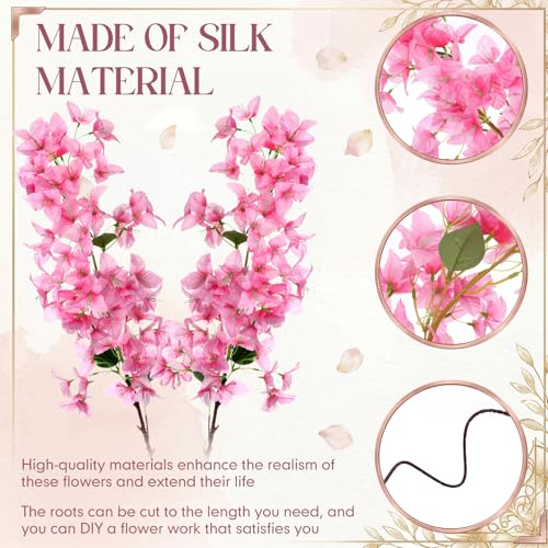 16 Pack Artificial Bougainvillea Bulk Silk Flower (Pink)