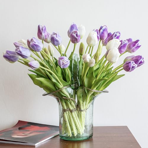 40pcs Artificial Tulips Flowers (40pcs Amethyst Set (No Vase))