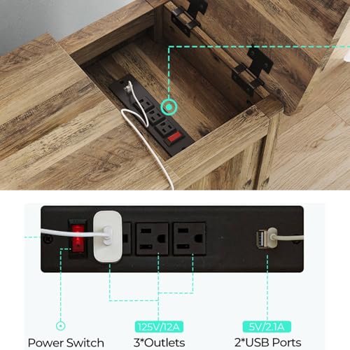 Set of 2 Charging End Tables with USB Ports (Brown / Wood Door)