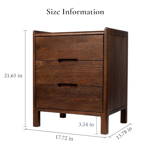 Nightstand Solid Wood Small End Table w (Walnut)