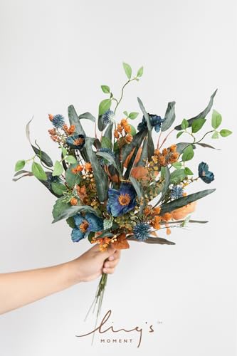 Artificial Faux Greenery Stems 41pcs Orange Fake Greenery (Or-teal & Burnt Orange)