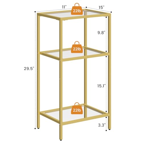 Gold Side Table with Tempered Glass (1 Pack)