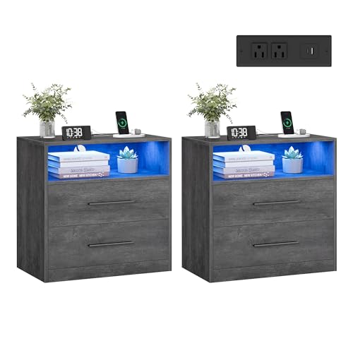 23.6‑Inch Wide Nightstands (Misty Gray / 2 PACK)