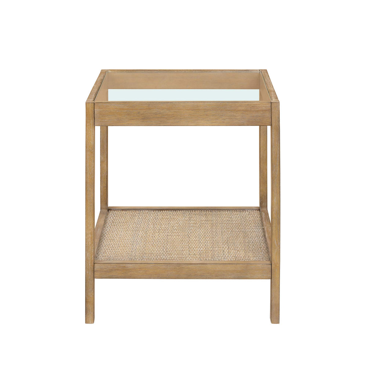 33301 Hayes Solid Wood Nightstand (Light Brown/Glass / Single)