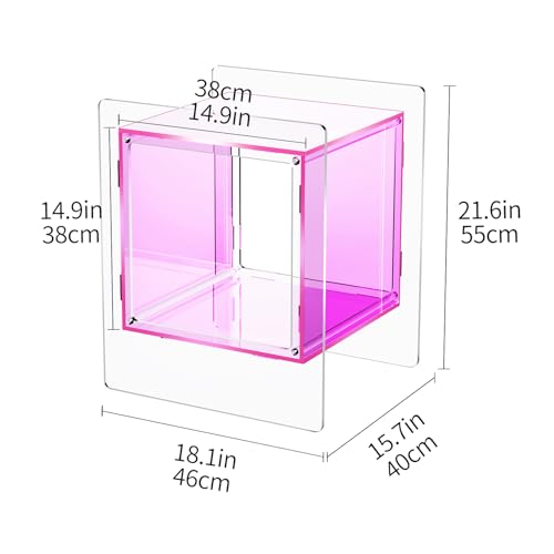 Acrylic Nightstand Colorful Bedside Table with Open Storage Shelf (Pink)