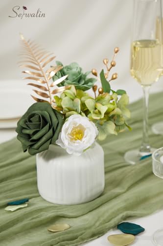 Green Artificial Flowers Box Silk Flowers with Stems for Wedding (A Emerald Green / 1 Box)
