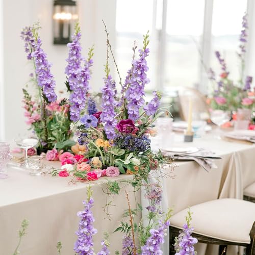 16Pcs Purple Delphinium Artificial Flowers 33.5'' Long Stem Larkspur Flower (Purpleii)