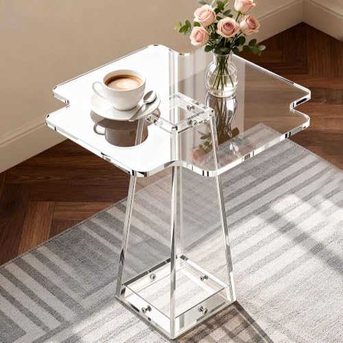 Acrylic Side Table Nightstand (Clear / 19.7“×19.7“×20”)