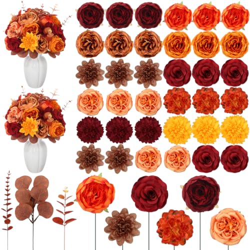 98pcs Artificial Flowers with Stems (Autumn Colors)