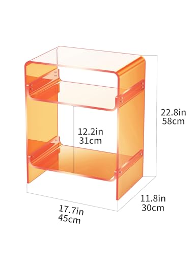 Acrylic Record Player Table with Storage Shelf (Orange / Large)