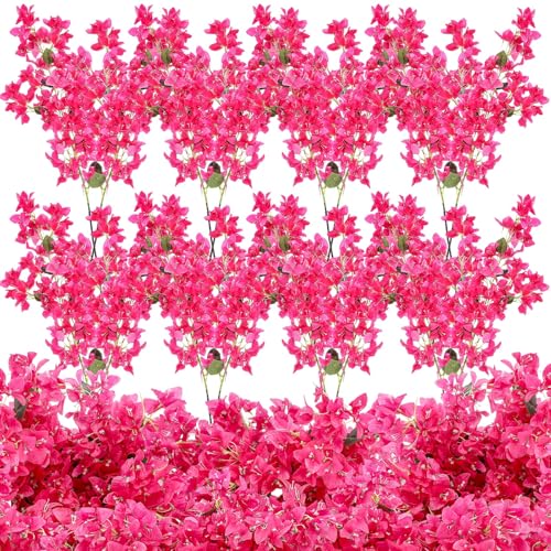 16 Pack Artificial Bougainvillea Bulk Silk Flower (Rose Purple)