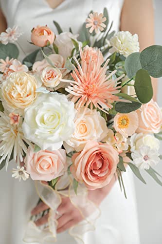 Artificial Flowers Combo Box Set Faux Flowers Bulk Flower Leaf with Stems Arrangements for DIY Wedding Bouquets Party Table Centerpieces Home Decorations Indoor Outdoor (Champagne)