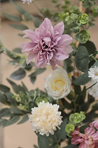 Artificial Flowers Combo Box Set Faux Flowers Bulk Flower Leaf with Stems Arrangements for DIY Wedding Bouquets Party Table Centerpieces Home Decorations Indoor Outdoor (Light Purple)