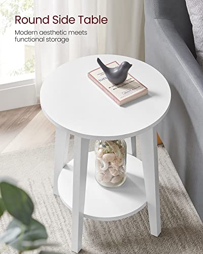 Round Side Table with Lower Shelf (Cloud White / 1 pack)