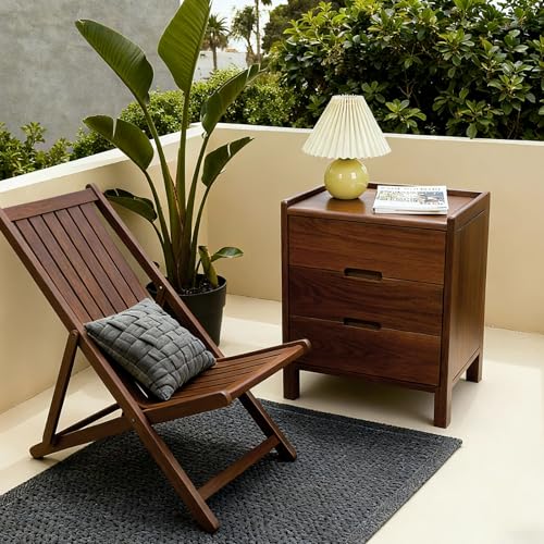 Nightstand Solid Wood Small End Table w (Walnut)