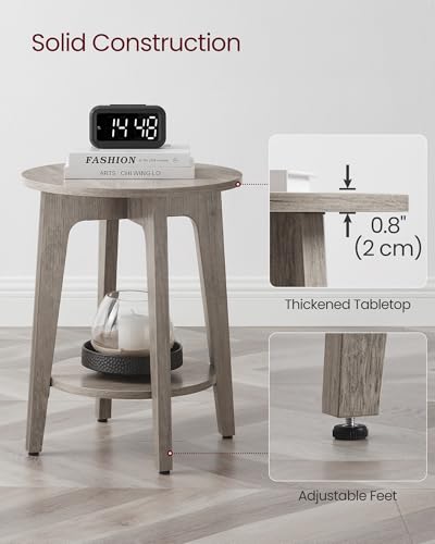 Round Side Table with Lower Shelf (Heather Greige / 1 pack)