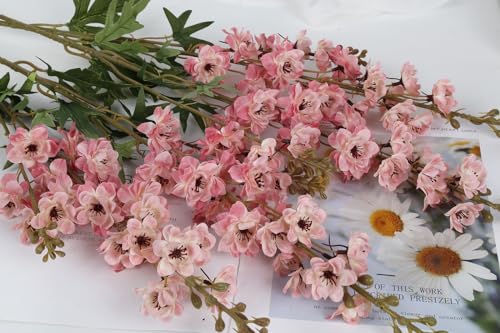 Pink Artificial Delphinium Flowers 33.5" Long Stem Artificial Flowers Vintage Pink Fake Flowers for Wedding Centerpieces for Home Tables Party Decor（Vintage Pink） (5pcs-vintage Pink)