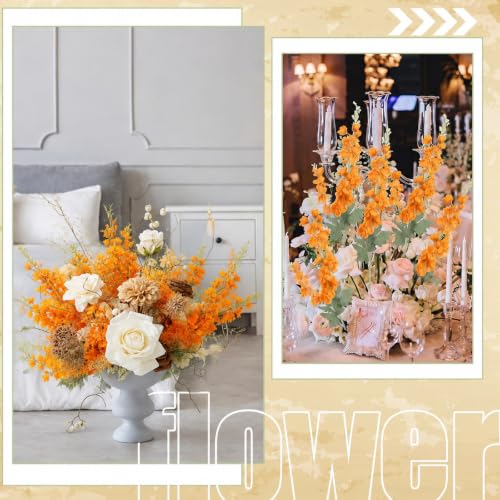 50 Pcs Orange Delphinium Artificial Flower Bulk (34.25" / Orange)