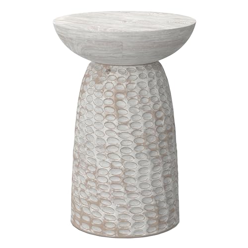 Boyd 16" Wide Solid Wood Round End Table in White Wash (White Wash / 16 inch)