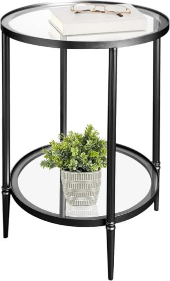 2 Tier Round Side Table (Round / 2-Tier / Black)