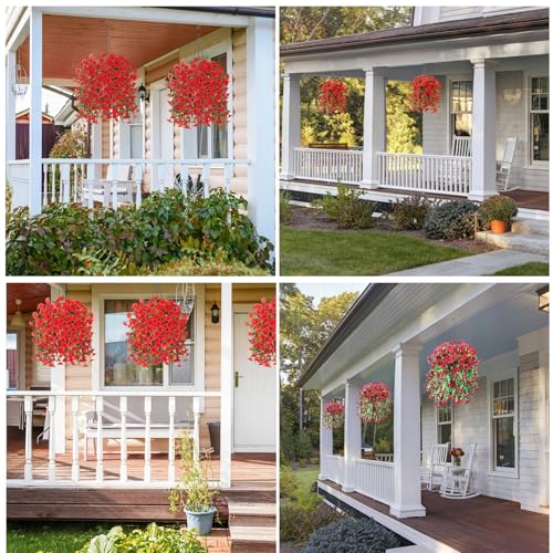 6 Pack Outdoor Artificial Flowers (Red)