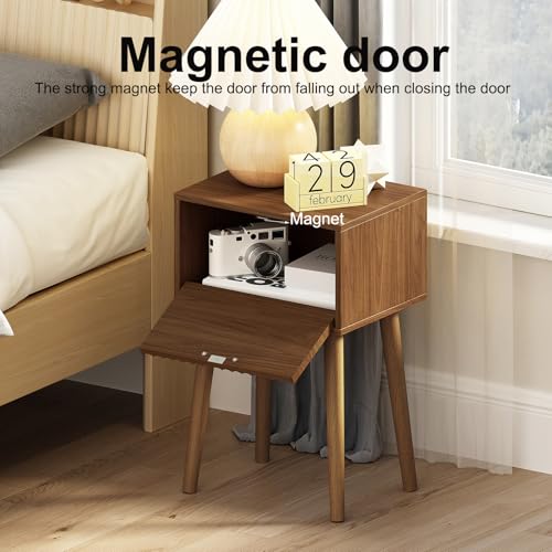 Nightstands Set of 2 (Rustic Brown / Fluted Style)
