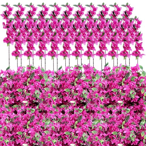 60 Pcs Fake Bougainvillea Bulk Silk Flower UV Resistant (Rose Purple)
