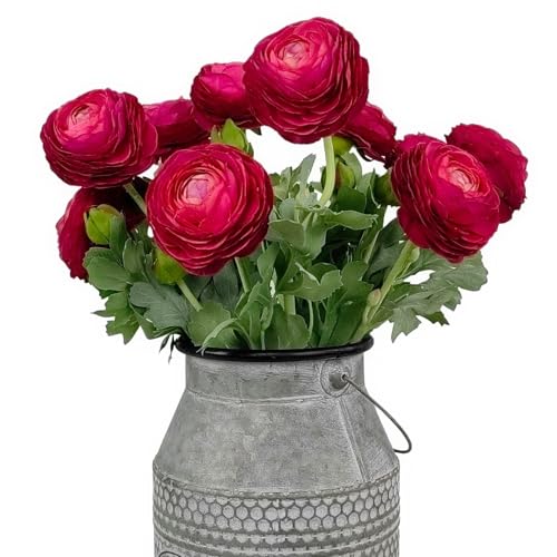 Artificial Ranunculus Flowers with Real Touch Stem (Red / 10)