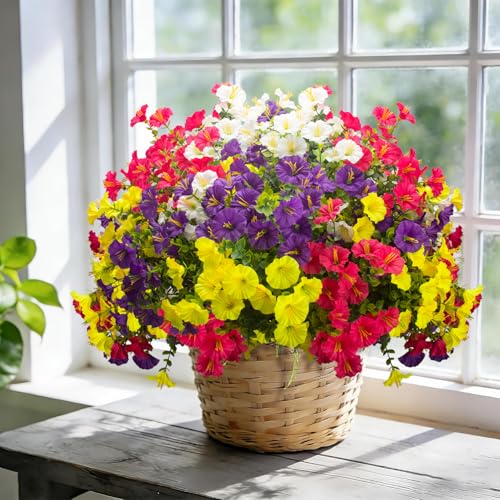 16 Bundles UV Resistant Artificial Morning Glory Flowers (Mix(white,yelow,,purple, Rose Red))
