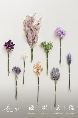 Artificial Greenery Stems Box Set (Prpl-lavender & Golden)