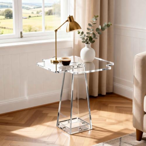 Acrylic Side Table Nightstand (Clear / 19.7“×19.7“×20”)
