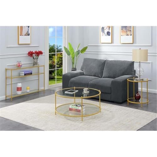 Royal Crest End Table (Clear Glass / Gold)