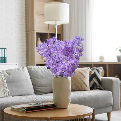 4PCS 38inch Lilac Artificial Flowers Purple Fake Delphinium Long Stem Silk Real Touch Flower Faux Lilac Floral Arrangement for Tall Vase Table Centerpieces Wedding Garden Home Decoration (38inch Purple / 4 Pcs)