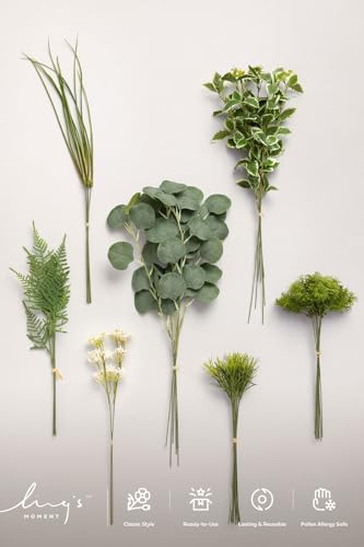 Artificial Faux Greenery Stems 44pcs Sage Green Fake Greenery (Grn-olive Green)