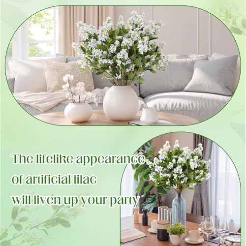 20 Pcs 30" Artificial Lilac Flowers Fake Delphinium Antirrhinum Stem Silk Artificial Flower Branch Floral Arrangement for Vase Centerpieces Wedding Bouquet Home (White)