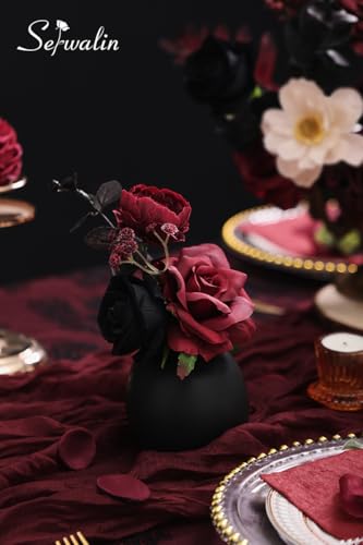 Burgundy Black Artificial Flowers (Black Red / 1 Box)