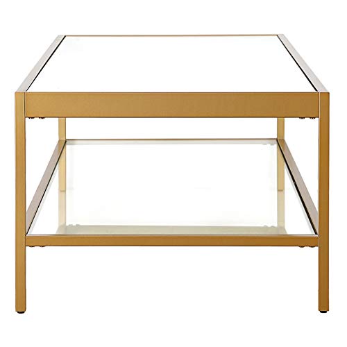54" Tempered Glass Top Coffee Table in Brass (Brass / 54" Wide)