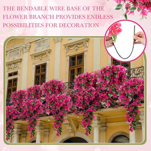 100 Pcs Fake Bougainvillea Bulk Silk Flower UV Resistant (Rose Red)