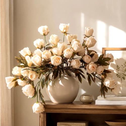 Faux Silk Peony Artificial Flowers Stem for Vase (Light)