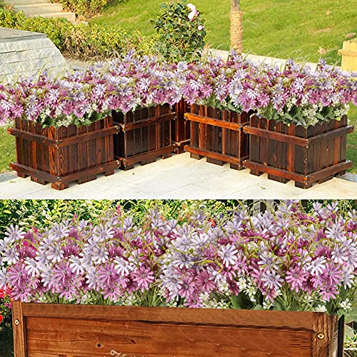 Artificial Flowers Wildflowers Silk Daisy Spring Fake Daisies Decoration Summer UV Resistant Colorful Mixed Bundles Faux Greenery Outdoor Plant Stem Filler for Home Decor Indoor Floral Arrangements (07-purple)
