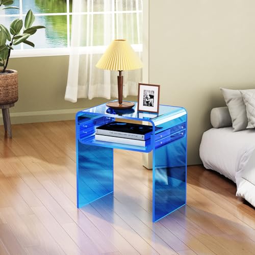Clear Acrylic End Table 2 (Blue)