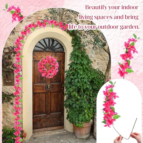30 Pcs Fake Bougainvillea Bulk Silk Flower UV Resistant (Rose Red)