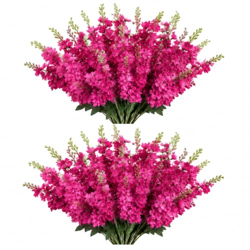 42 Pcs Rose Red Delphinium Artificial Flower Bulk (34.25" / Rose Red)