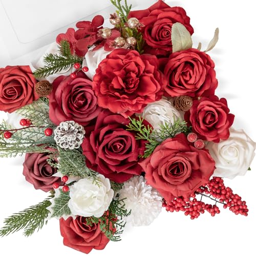 Christmas Artificial Flowers Greenery Combo (Poinsettia)