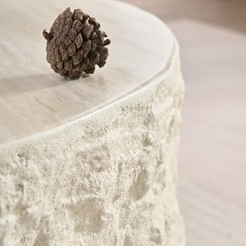 35" Fiberglass Round Coffee Table with Round Edge Design (Beige / 35"(Round))